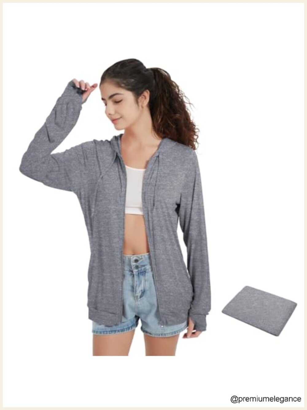 Lightweight Zip Up Hoodie Summer Jacket with Thumb Holes